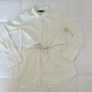 White House Black Market Long Sleeve Tie Front Buttondown Shirt